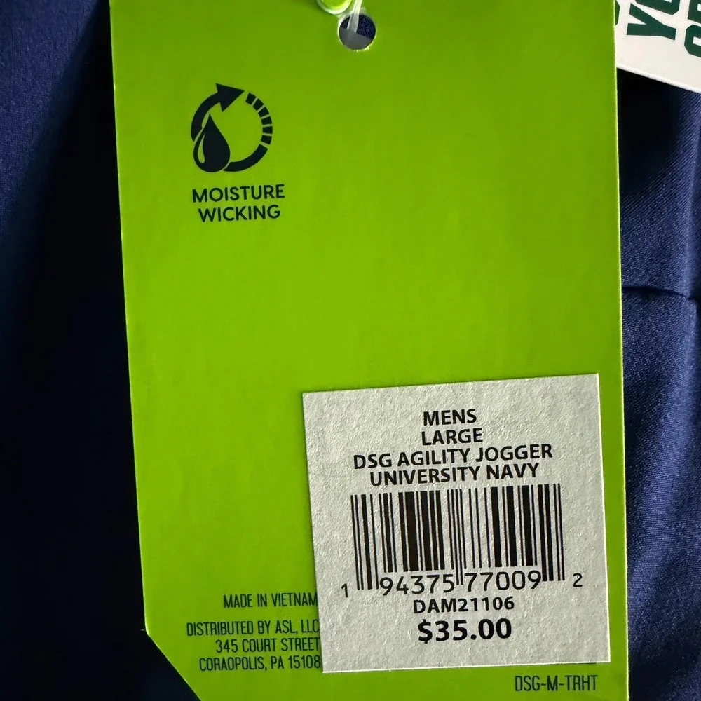 DSG Jogger Mens Large Agility Jogger University Navy Woven Athletic NEW